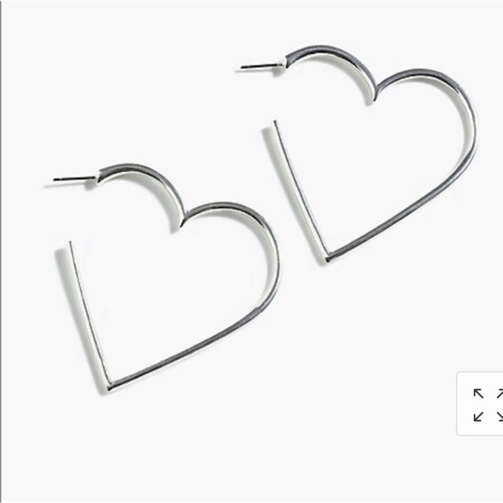 NWT J.Crew Silver Heart Hoop Earrings